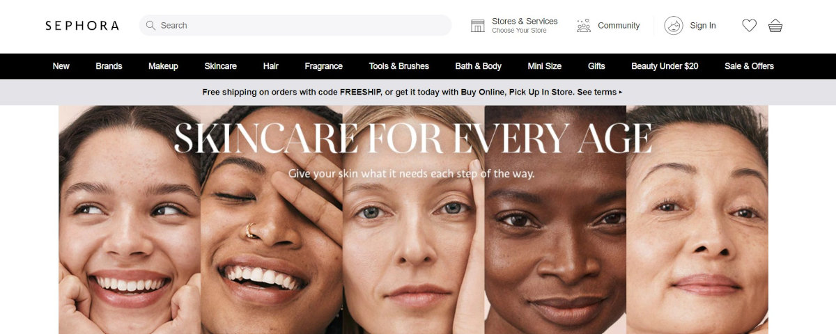 Home page di Sephora